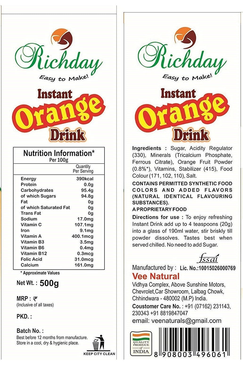 Instant Orange Drink